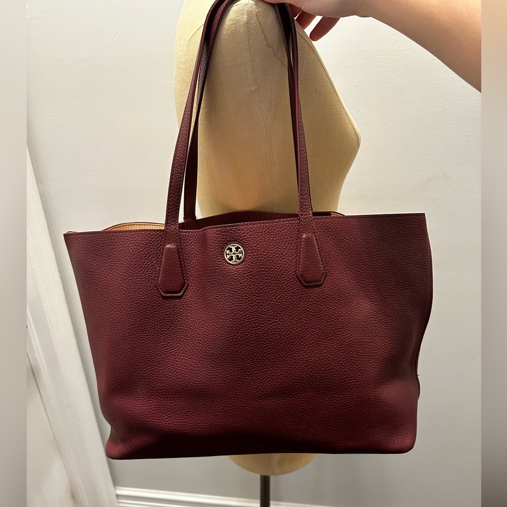 Tory Burch Burgundy Pebbled Leather Tote (used)